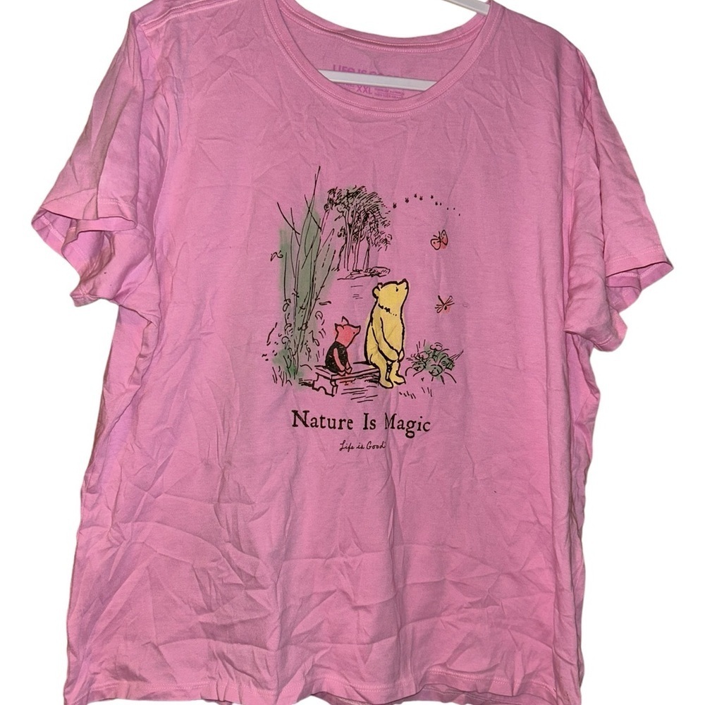 Life Is Good Winnie the Pooh Piglet Women's pink tshirt 2x xxl nature is magic